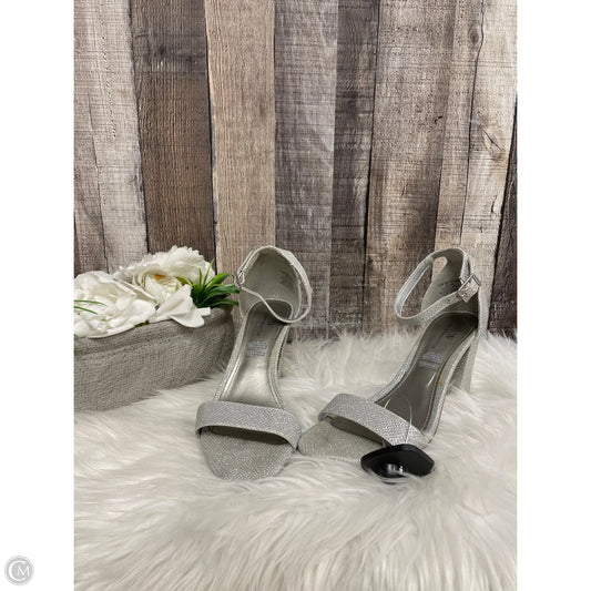 Sandals Heels Block By Worthington In Silver, Size: 6.5