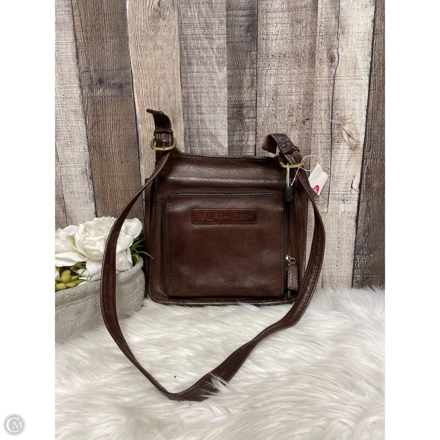 Crossbody Leather By Fossil, Size: Medium