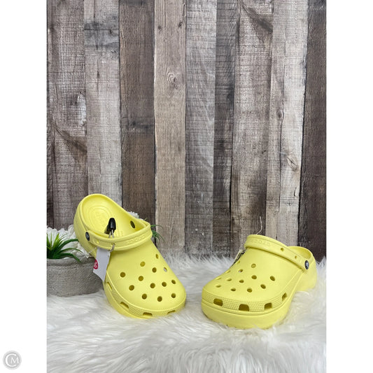 Sandals Heels Wedge By Crocs In Yellow, Size: 11