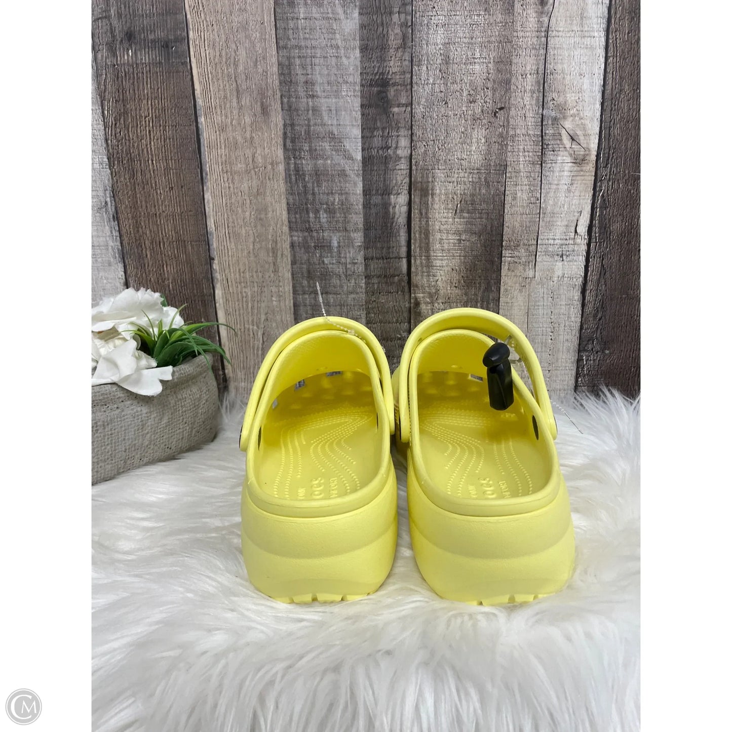Sandals Heels Wedge By Crocs In Yellow, Size: 11