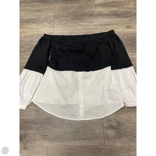 Top Long Sleeve By Venus In Black & White, Size: L