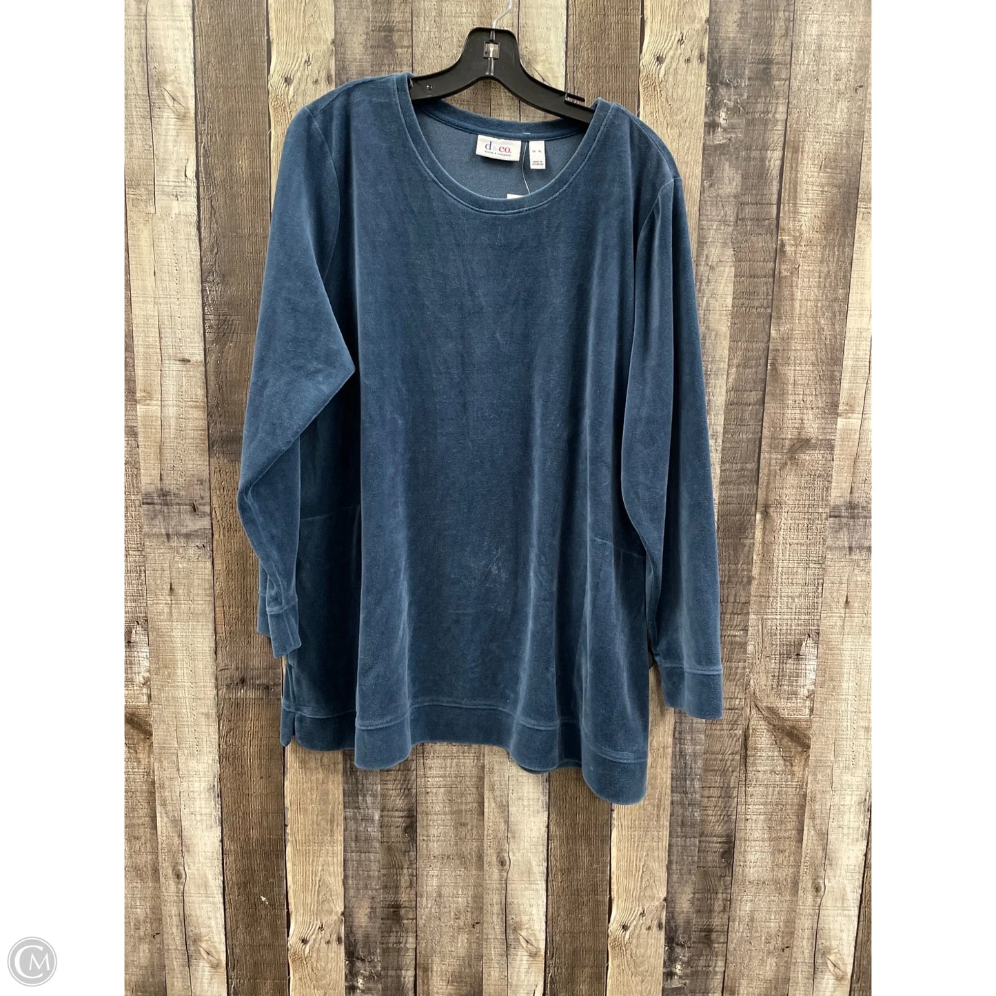 Tunic Long Sleeve By Denim And Company In Teal, Size: Xl
