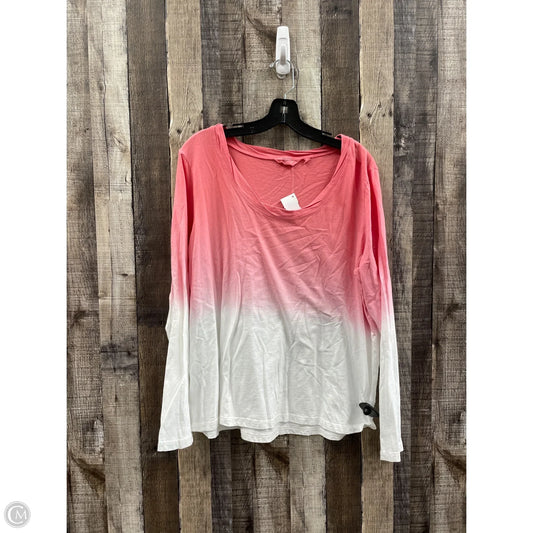 Top Long Sleeve By Cme In Pink & White, Size: L