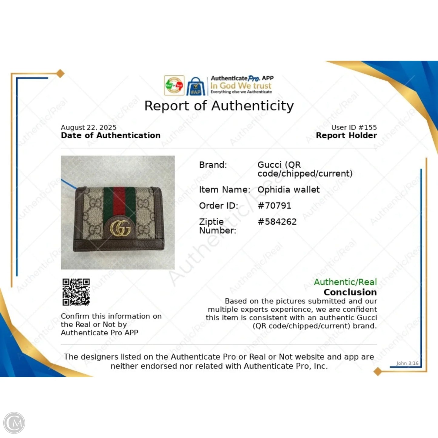 Wallet Luxury Designer By Gucci, Size: Small