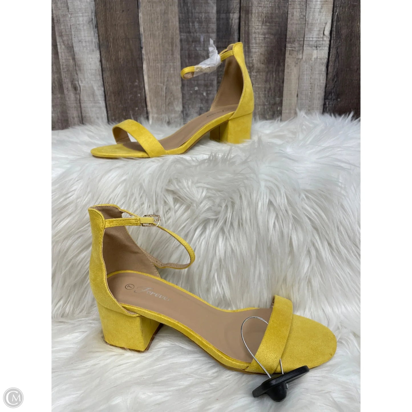 Sandals Heels Block By Forever In Yellow, Size: 7