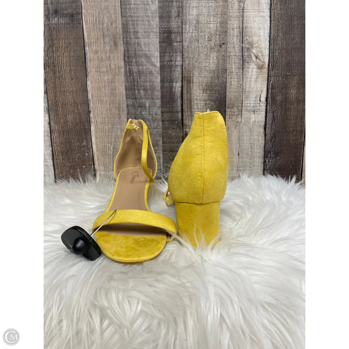 Sandals Heels Block By Forever In Yellow, Size: 7