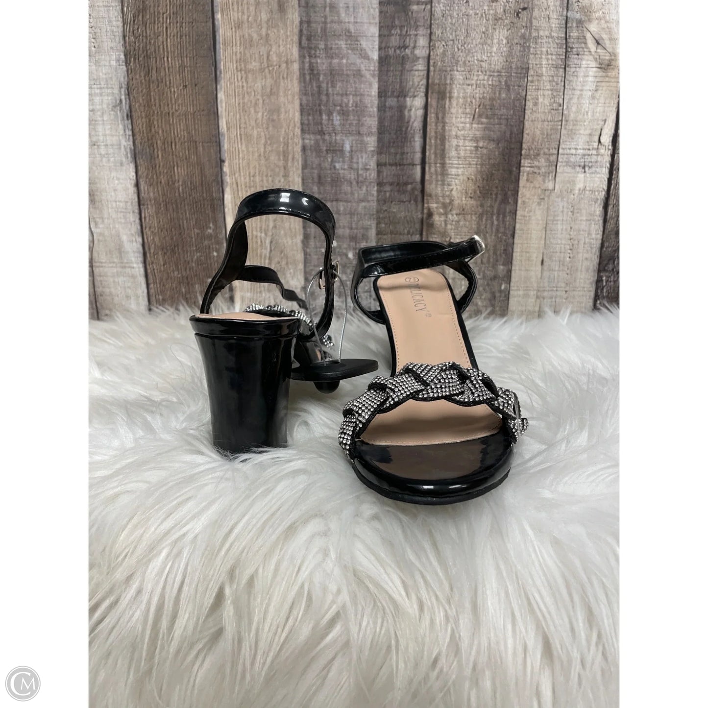 Sandals Heels Block By Cme In Black & Silver, Size: 7