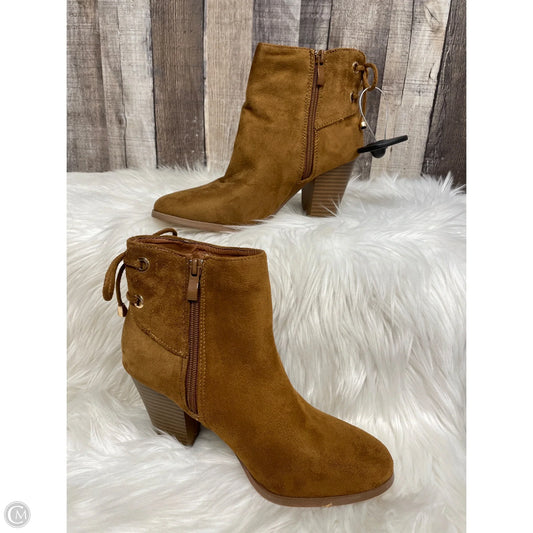 Boots Ankle Heels By Forever In Brown, Size: 6.5