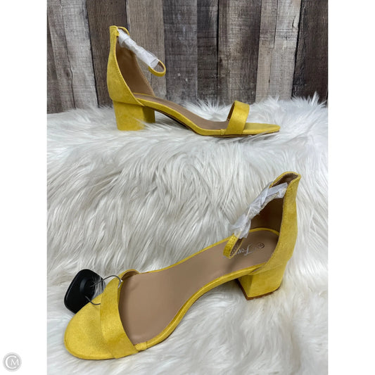 Sandals Heels Block By Forever In Yellow, Size: 9