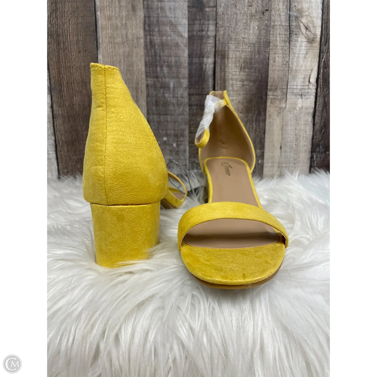 Sandals Heels Block By Forever In Yellow, Size: 9