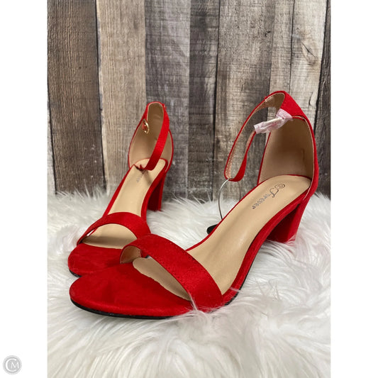 Sandals Heels Block By Forever In Red, Size: 10