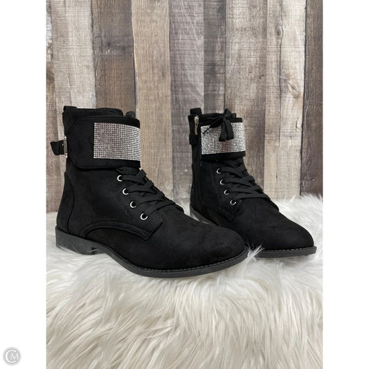 Boots Ankle Flats By Forever In Black & Silver, Size: 8.5