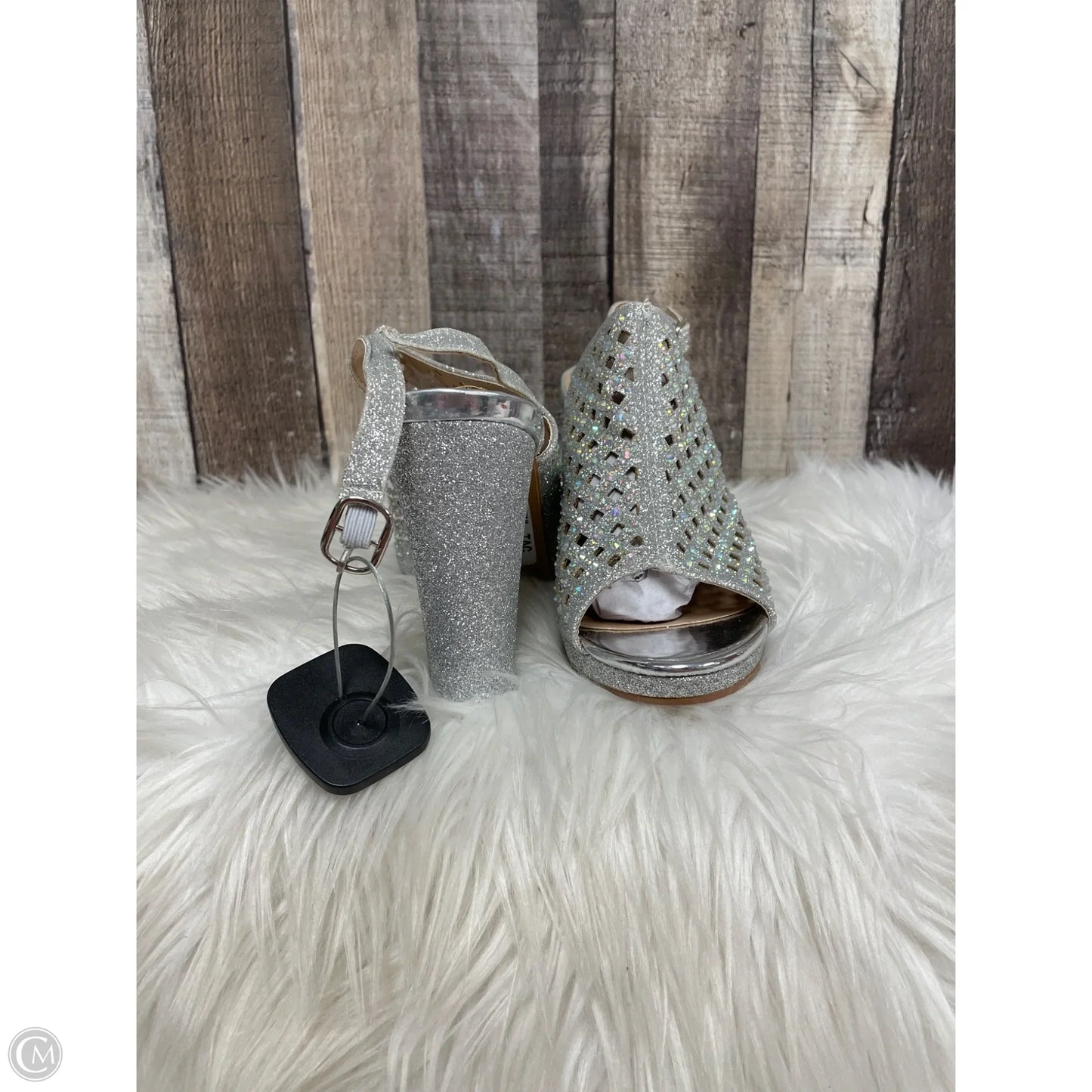 Sandals Heels Block By Cme In Silver, Size: 7