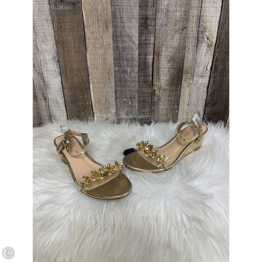 Sandals Heels Wedge By Cme In Gold, Size: 6.5
