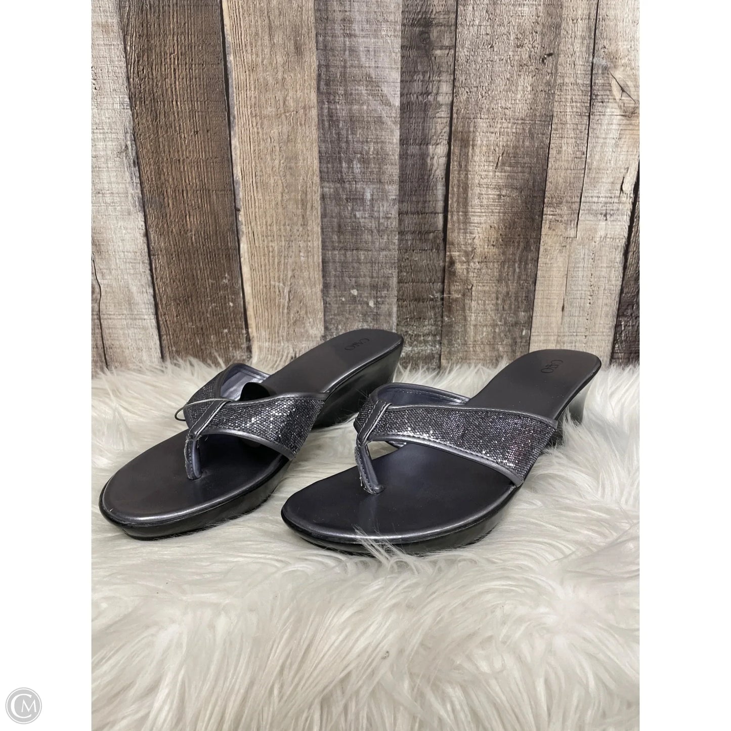 Sandals Heels Wedge By Cato In Blue, Size: 10