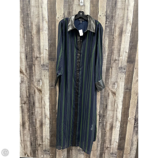 Tunic Long Sleeve By Eloquii In Blue & Green, Size: 1x