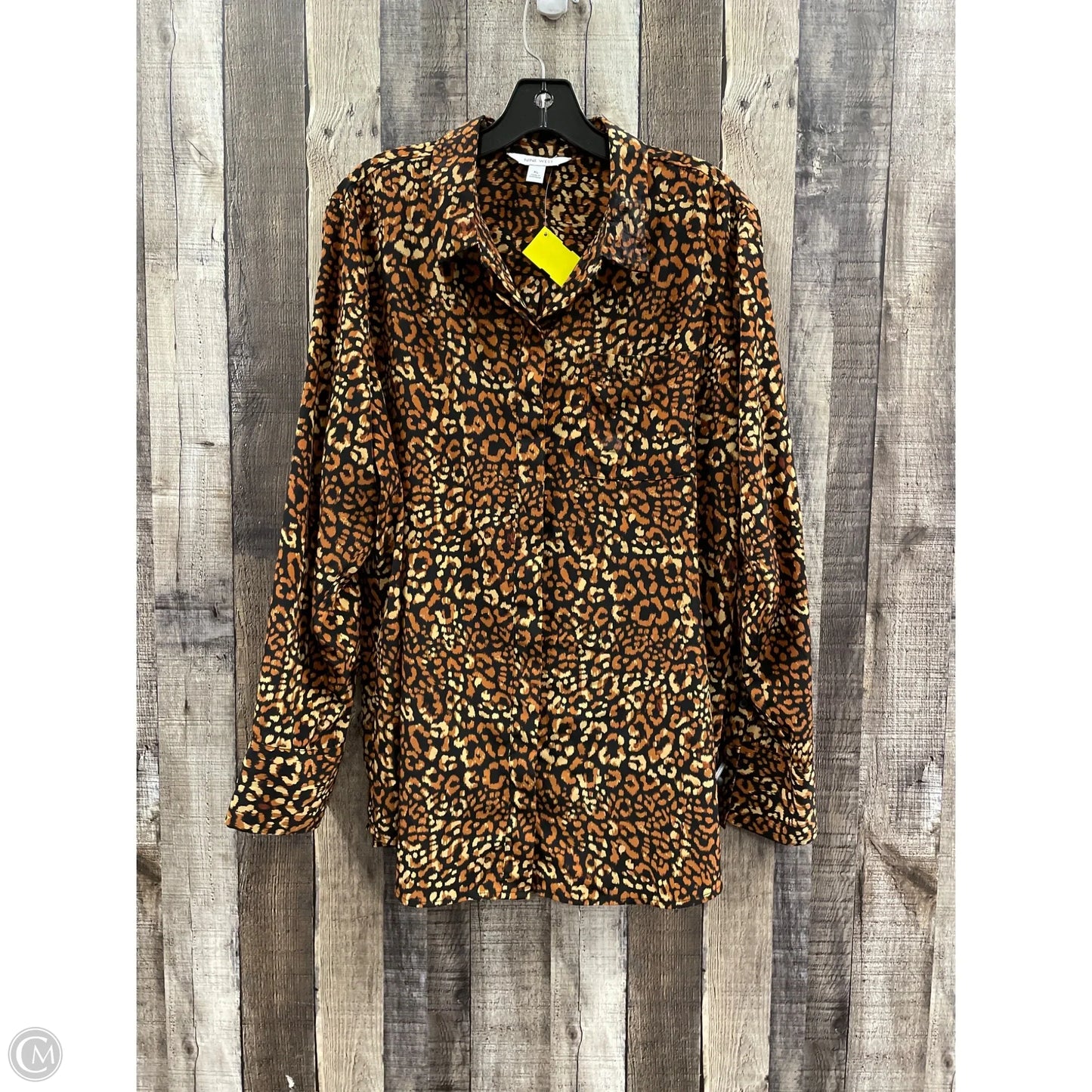Top Long Sleeve By Nine West In Animal Print, Size: Xl
