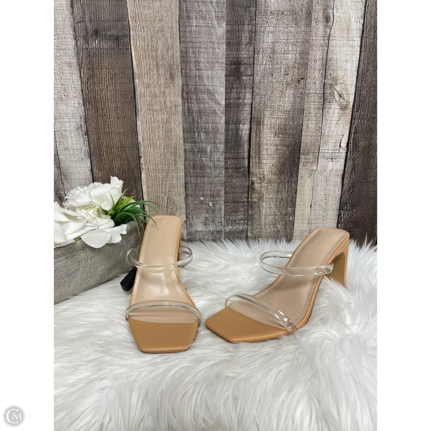 Sandals Heels Block By The Drop In Clear, Size: 6.5