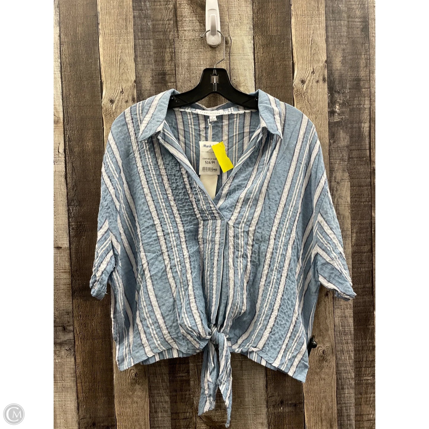 Top Short Sleeve By Jane And Delancey In Blue & White, Size: L