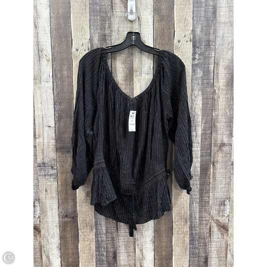 Top 3/4 Sleeve By International Concepts In Black & Gold, Size: 2x