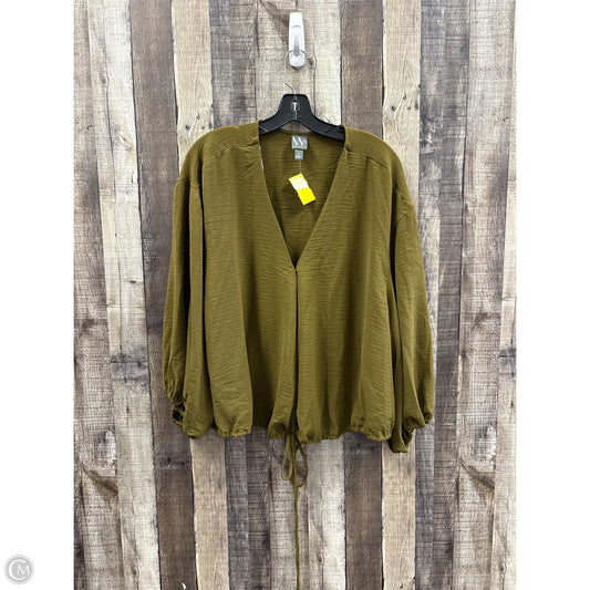 Top Long Sleeve By Worthington In Green, Size: 2x