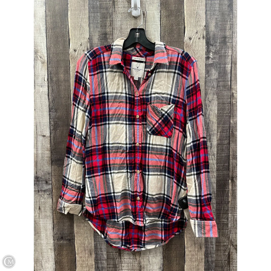 Top Long Sleeve By American Eagle In Plaid Pattern, Size: M