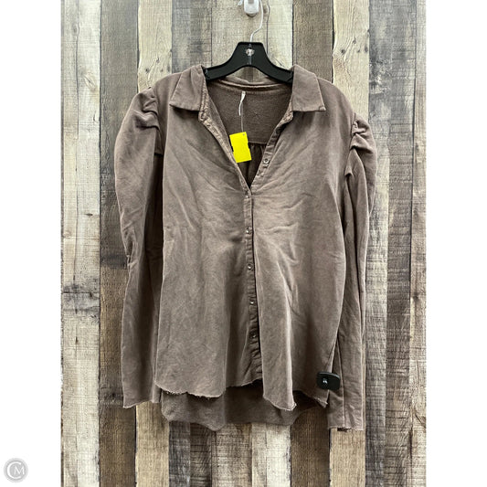 Top Long Sleeve By Cme In Brown, Size: M