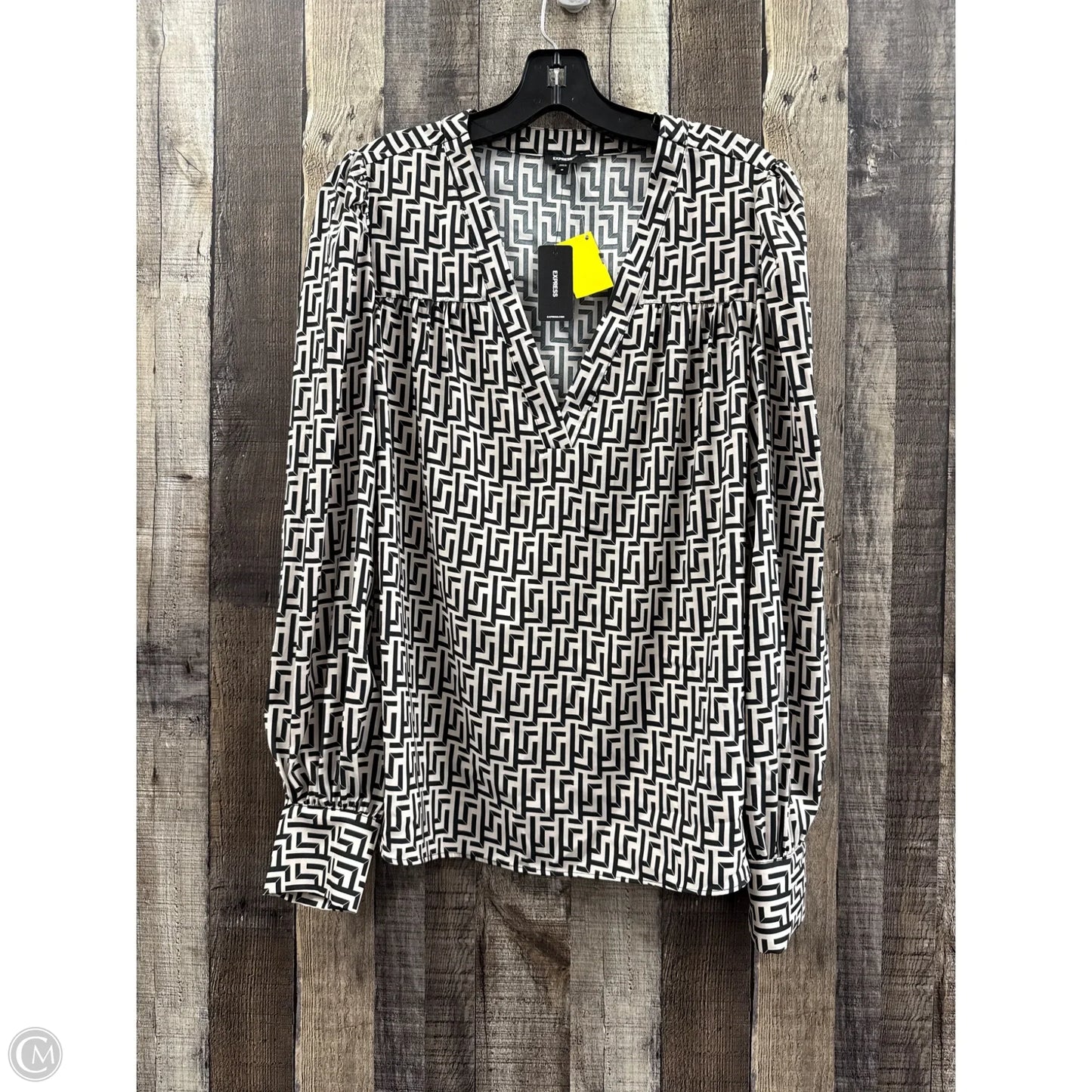 Top Long Sleeve By Express In Black & White, Size: M