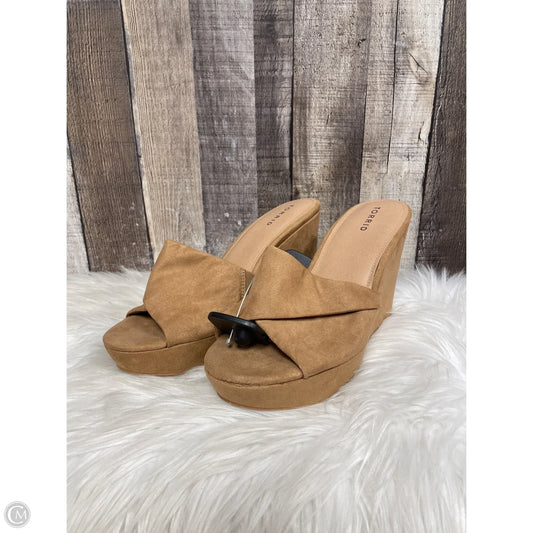 Sandals Heels Wedge By Torrid In Tan, Size: 11
