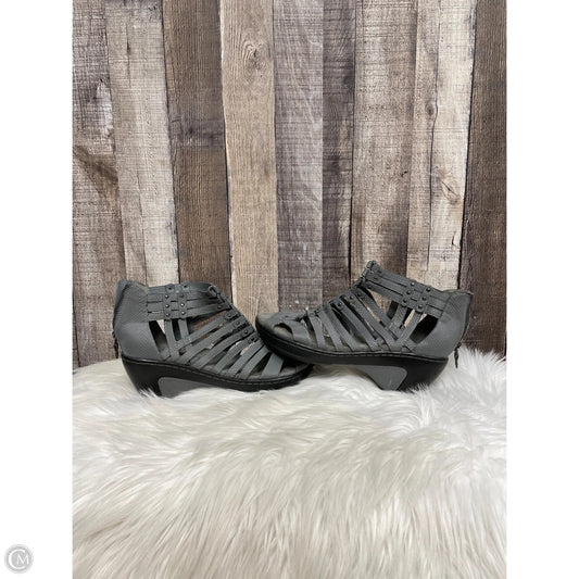Sandals Heels Wedge By Jambu In Grey, Size: 9.5