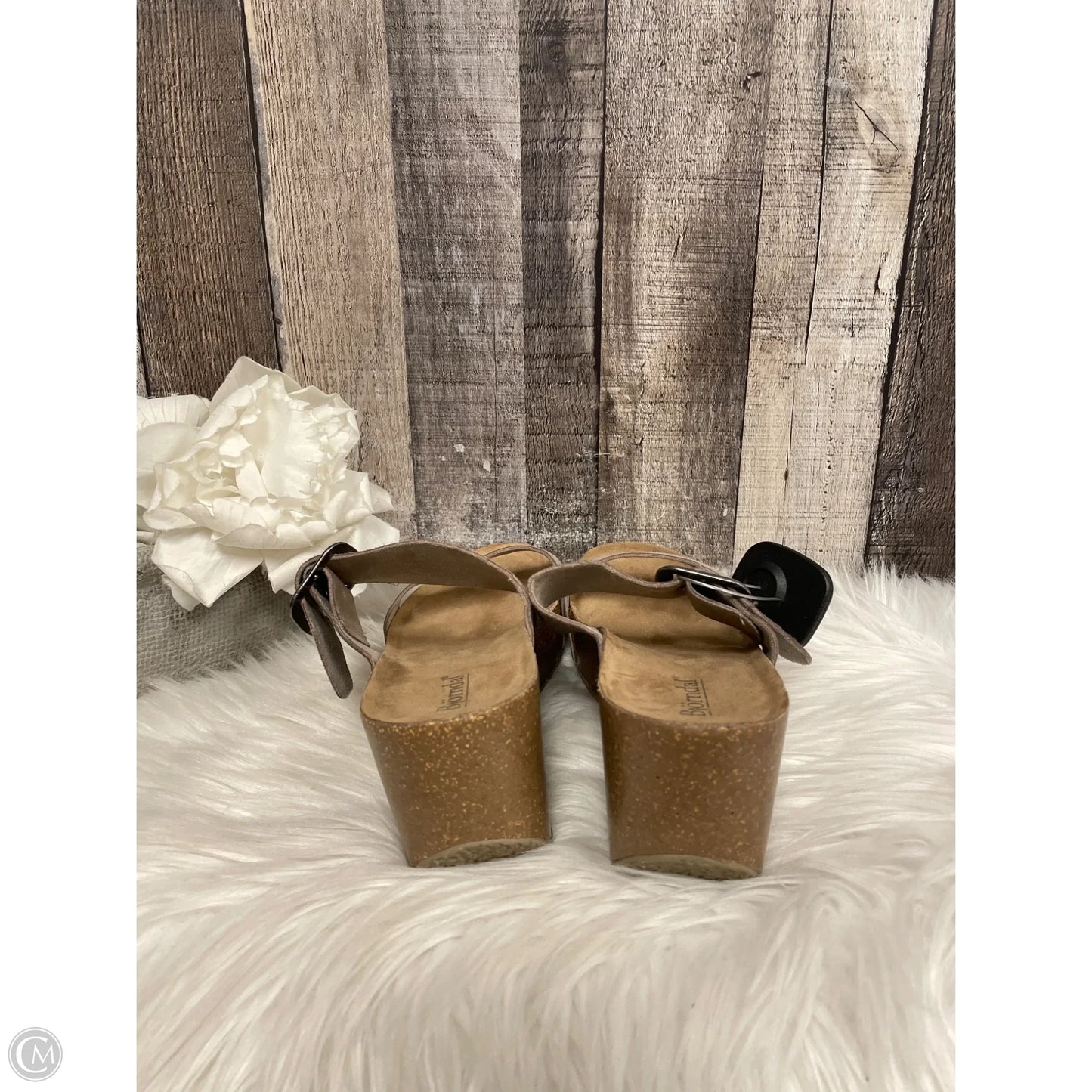 Sandals Heels Wedge By Bjorndal In Taupe, Size: 7