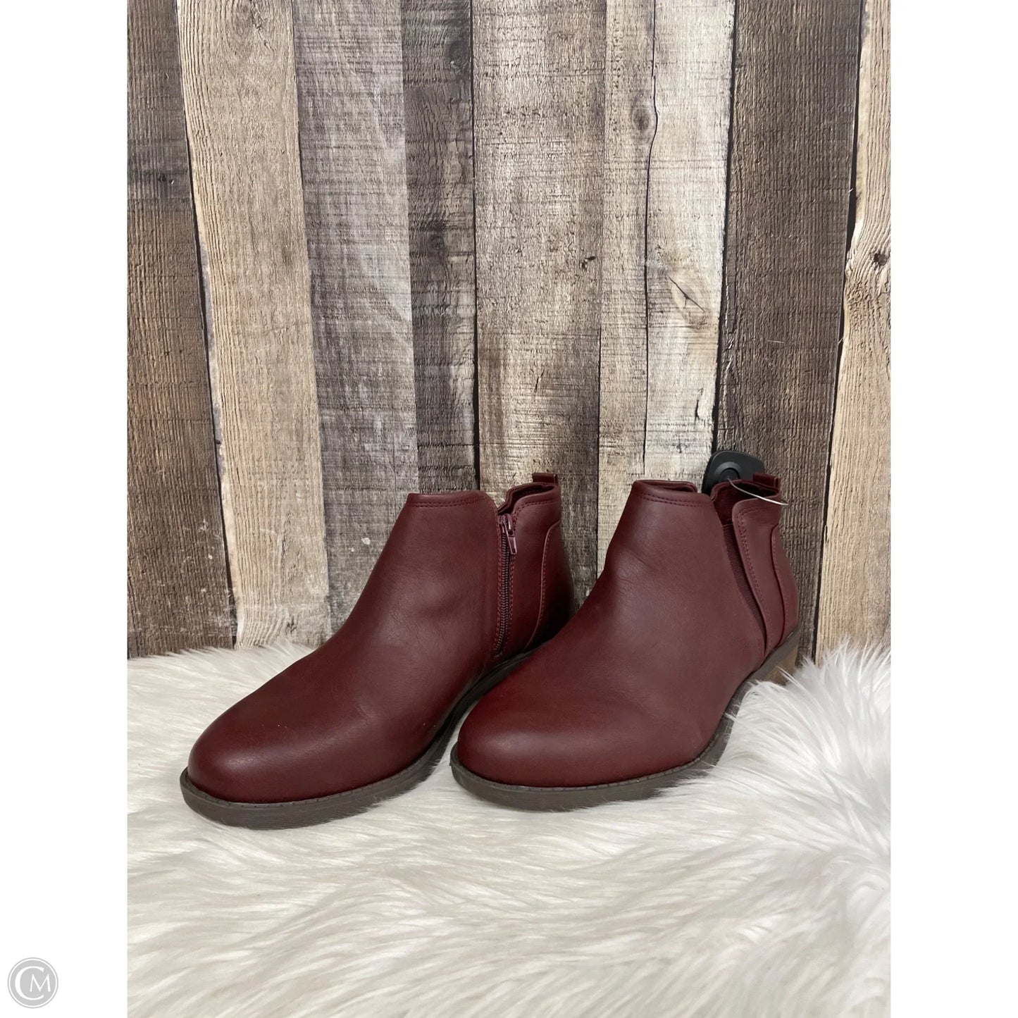 Boots Ankle Heels By Lane Bryant In Maroon, Size: 11