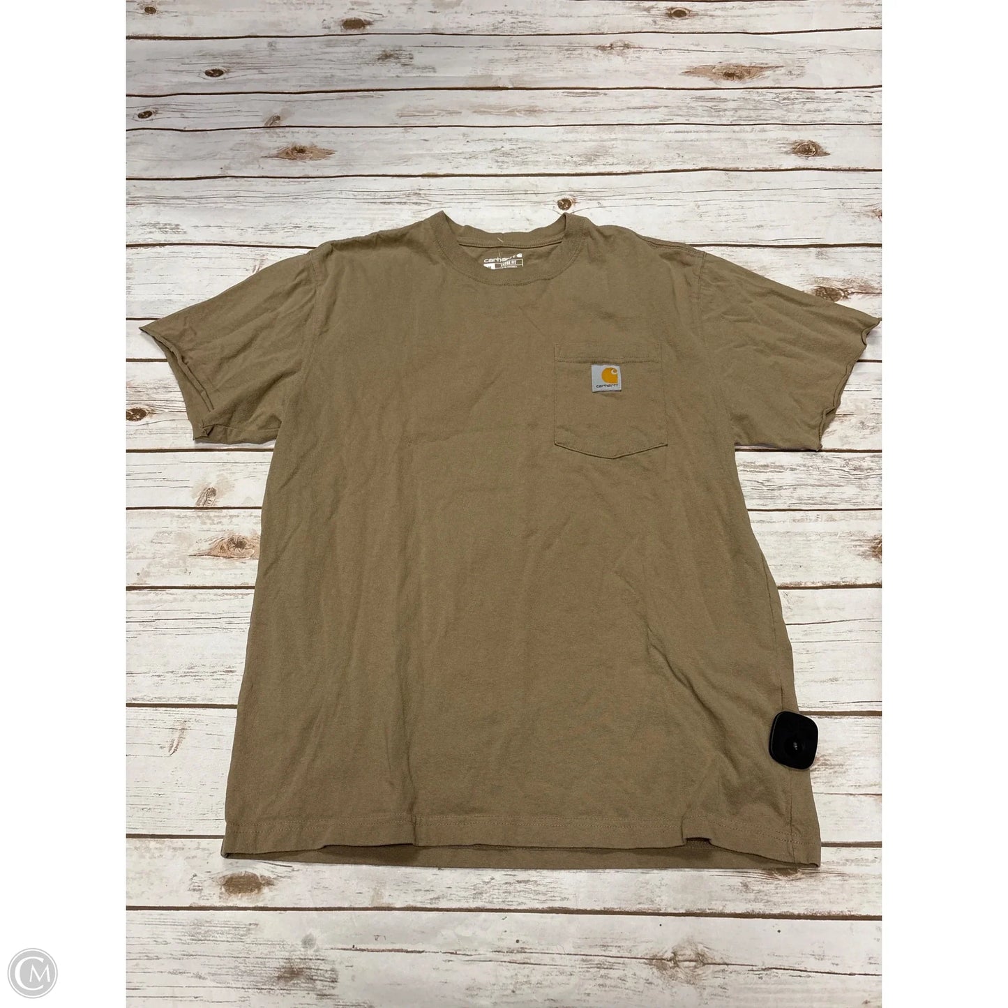 Top Short Sleeve By Carhartt In Tan, Size: M