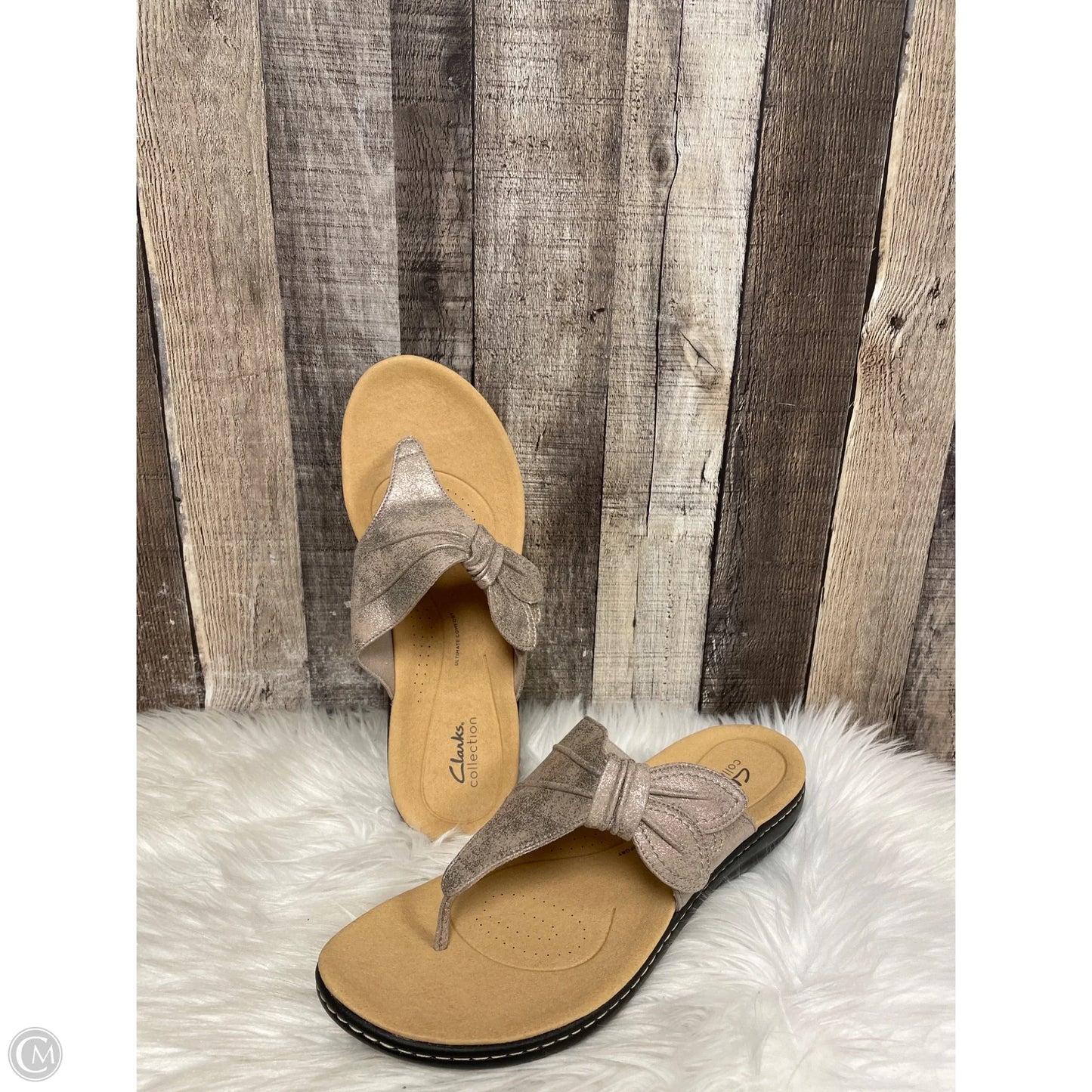 Sandals Flats By Clarks In Taupe, Size: 12