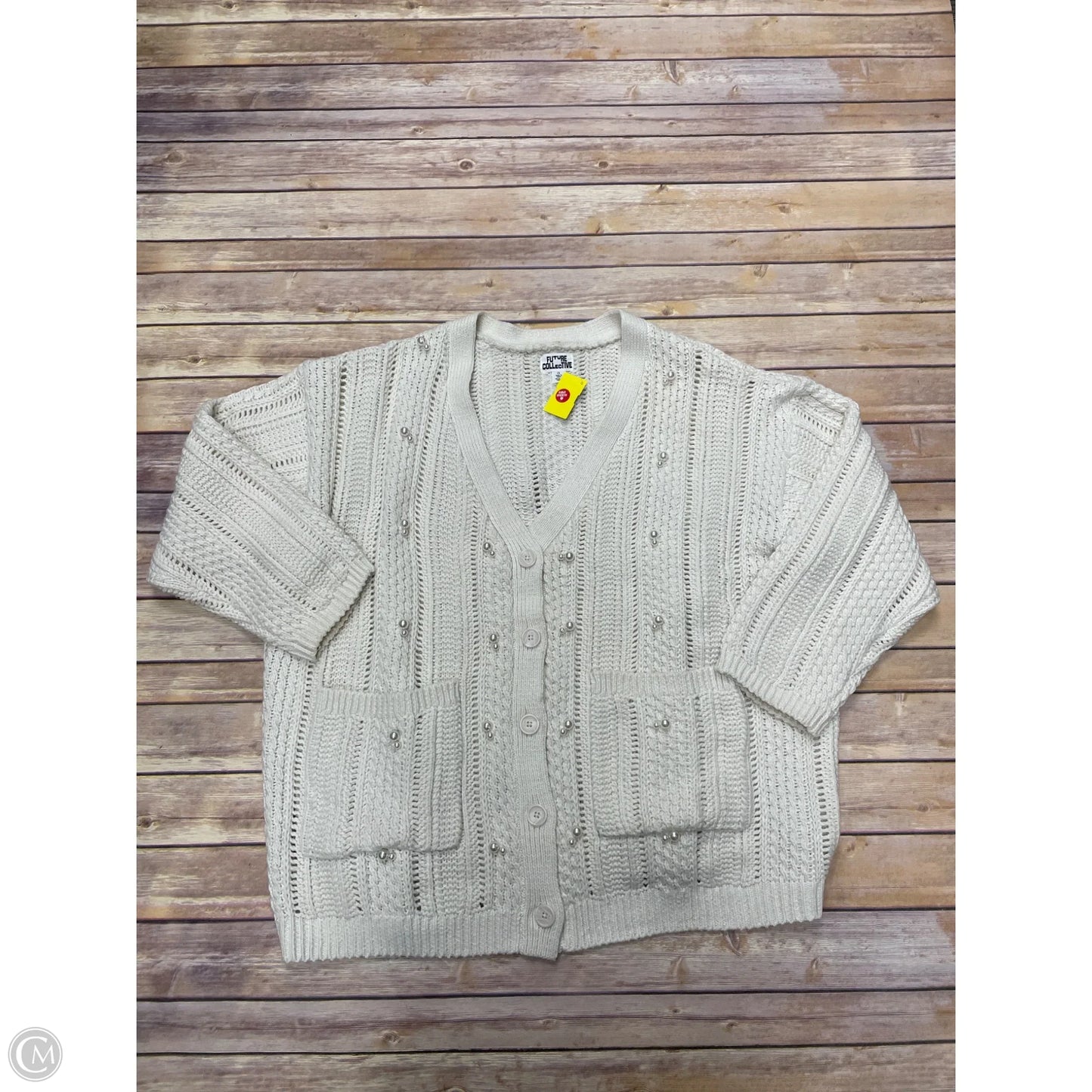 Sweater Cardigan By Future Collective In White, Size: 1x