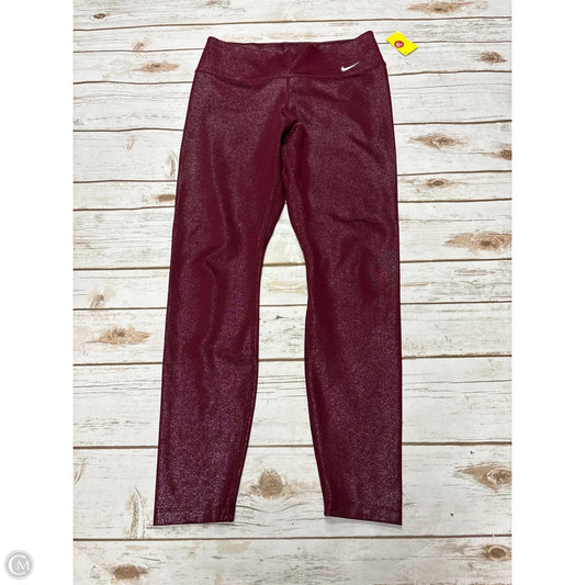 Athletic Leggings By Nike In Maroon, Size: M