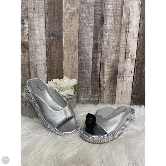 Sandals Flats By Chicos In Silver, Size: 9