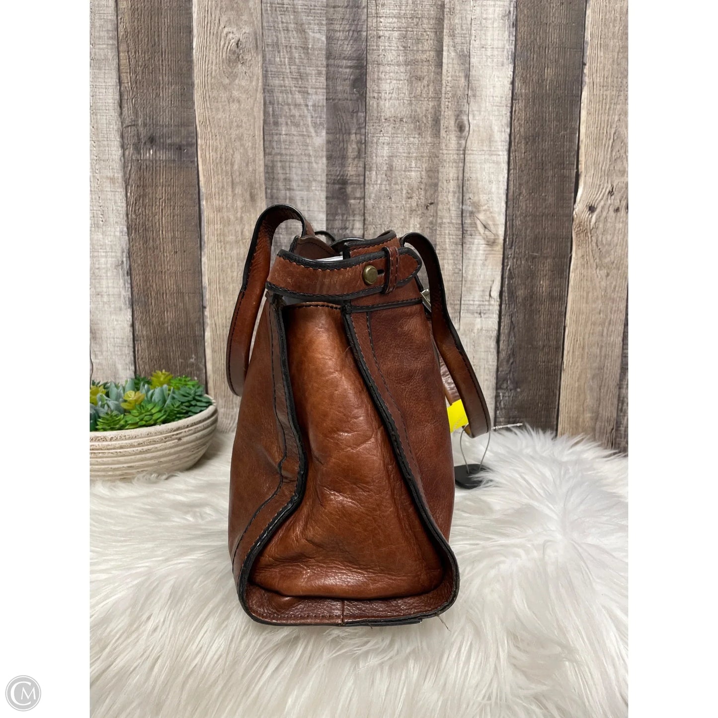Handbag Leather By Fossil, Size: Large