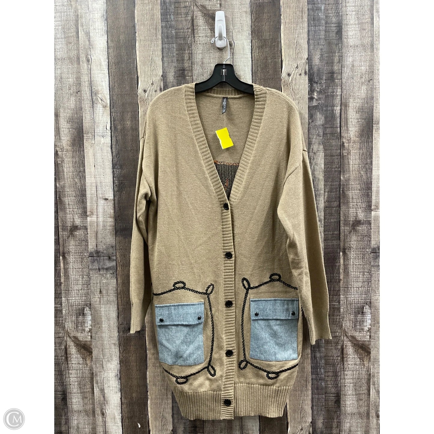 Sweater Cardigan By Cmf In Tan, Size: S