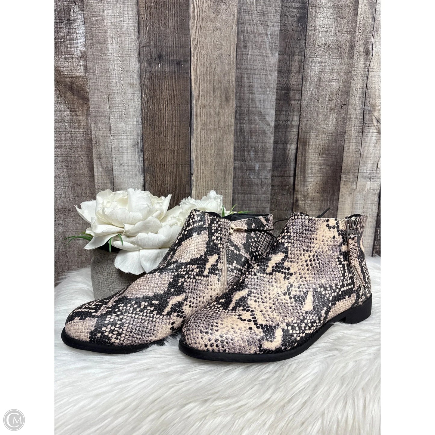 Boots Ankle Flats By Time And Tru In Snakeskin Print, Size: 10