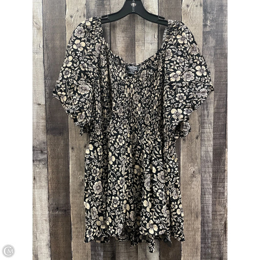 Top Short Sleeve By Angie In Black & Cream, Size: 3x