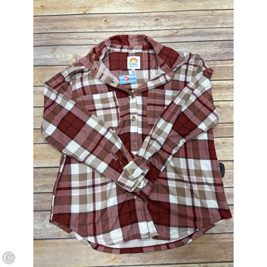 Top Long Sleeve By Cme In Checkered Pattern, Size: M