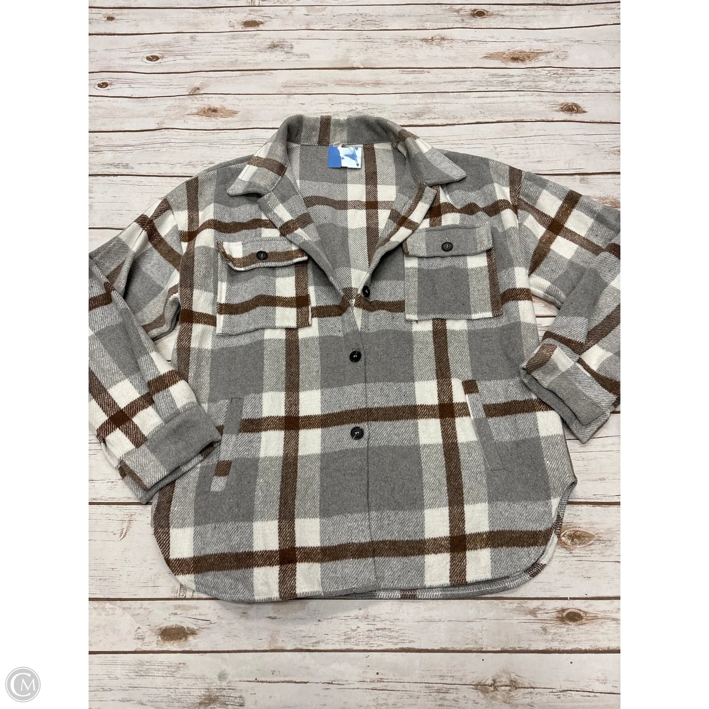 Jacket Shirt By Cme In Grey, Size: L