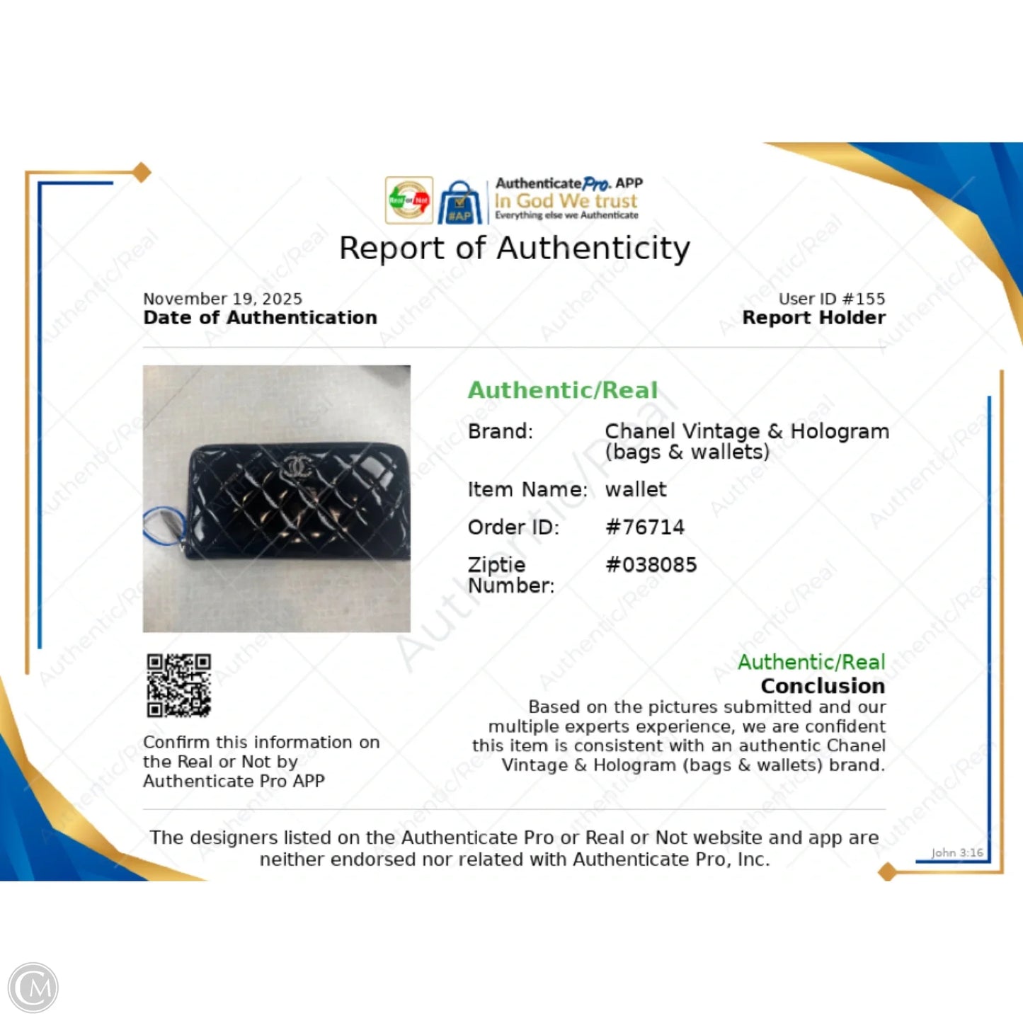 Wallet Luxury Designer By Chanel, Size: Large