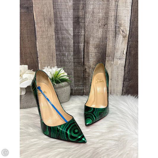 Shoes Luxury Designer By Christian Louboutin In Black & Green, Size: 6.5