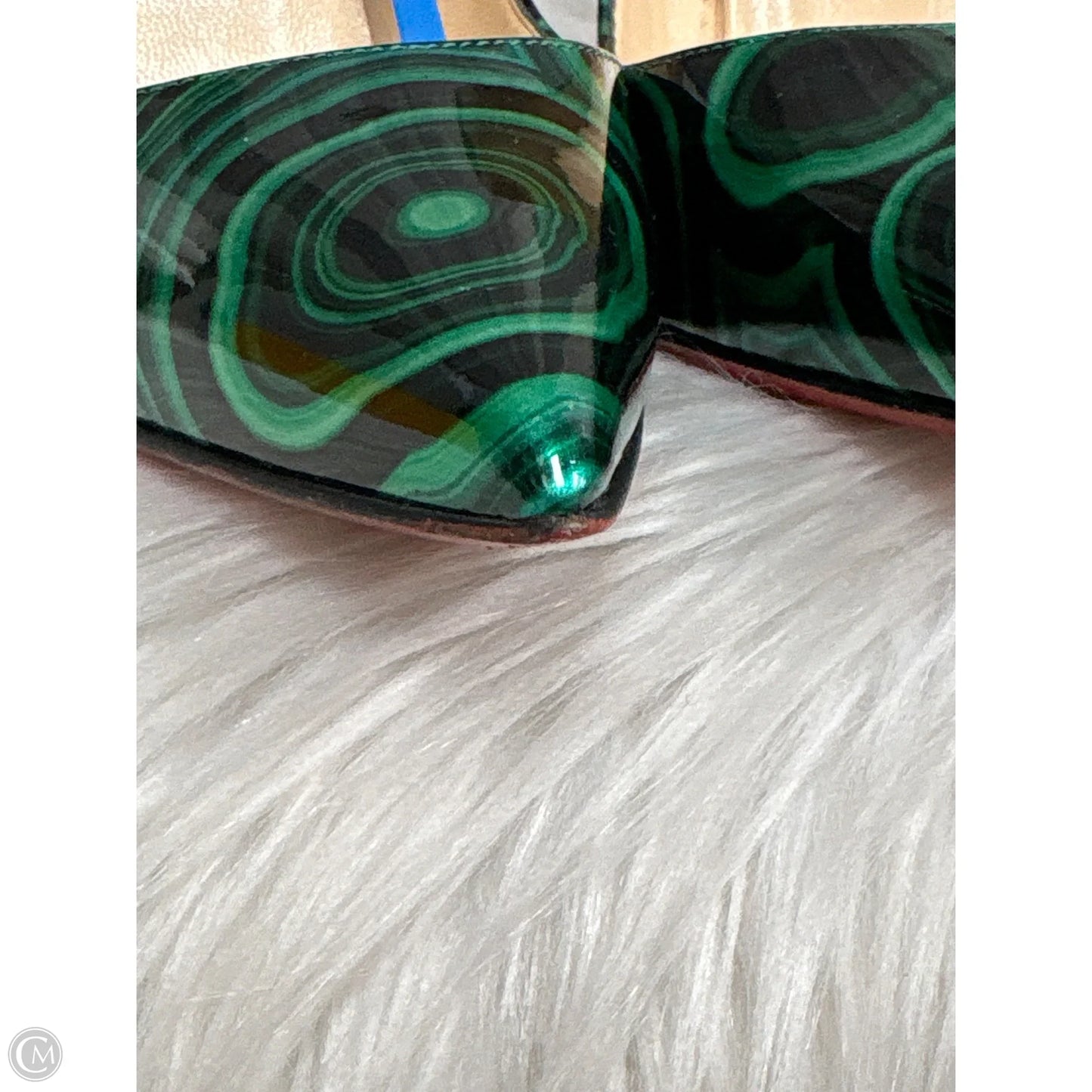 Shoes Luxury Designer By Christian Louboutin In Black & Green, Size: 6.5