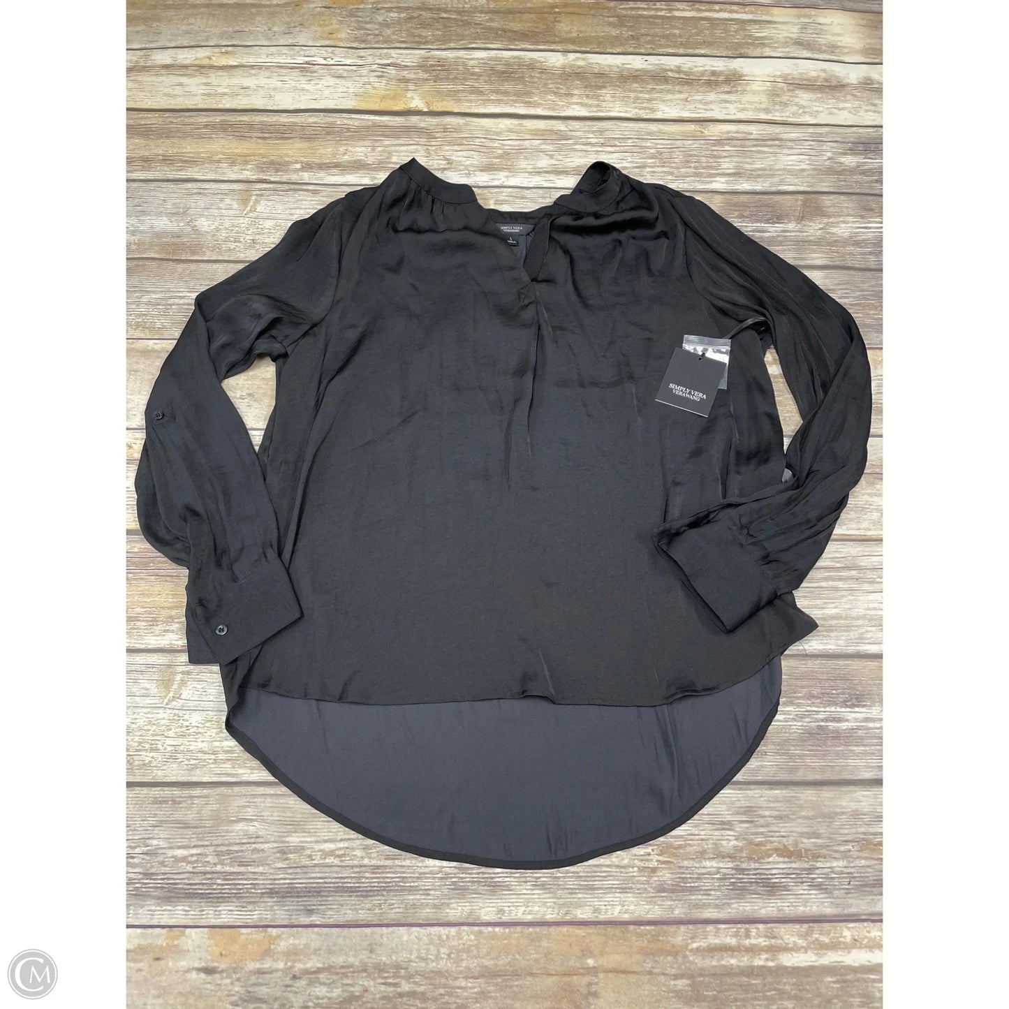 Top Long Sleeve By Simply Vera In Black, Size: L