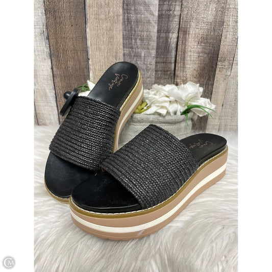 Sandals Heels Wedge By Crown Vintage In Black, Size: 8