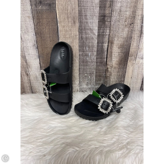 Sandals Flats By Nicole Miller In Black & Silver, Size: 10
