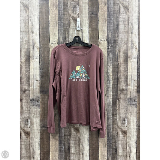 Top Long Sleeve By Life Is Good In Mauve, Size: Xxl